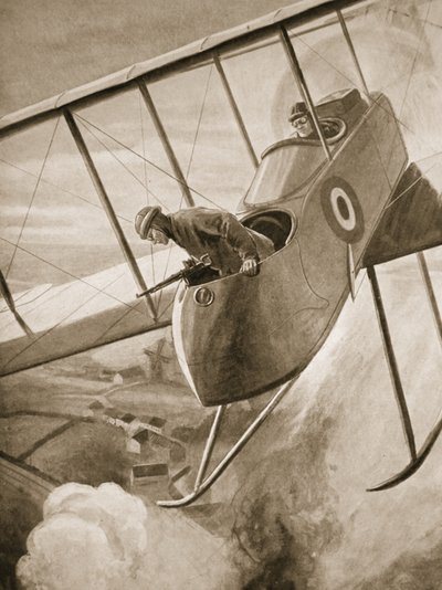 Leutnant Carmichael wirft Bomben auf die Gleise am Bahnhof Menin aus einer Höhe von nur einhundertzwanzig Fuß von W. Avis